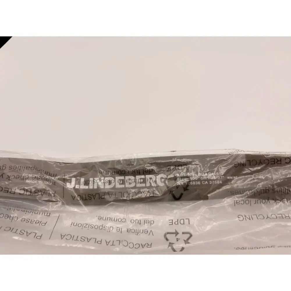 J Lindeberg Mens Bridger Nubuck Leather Belt 35 Sz 100 Brindle Brown Gray New